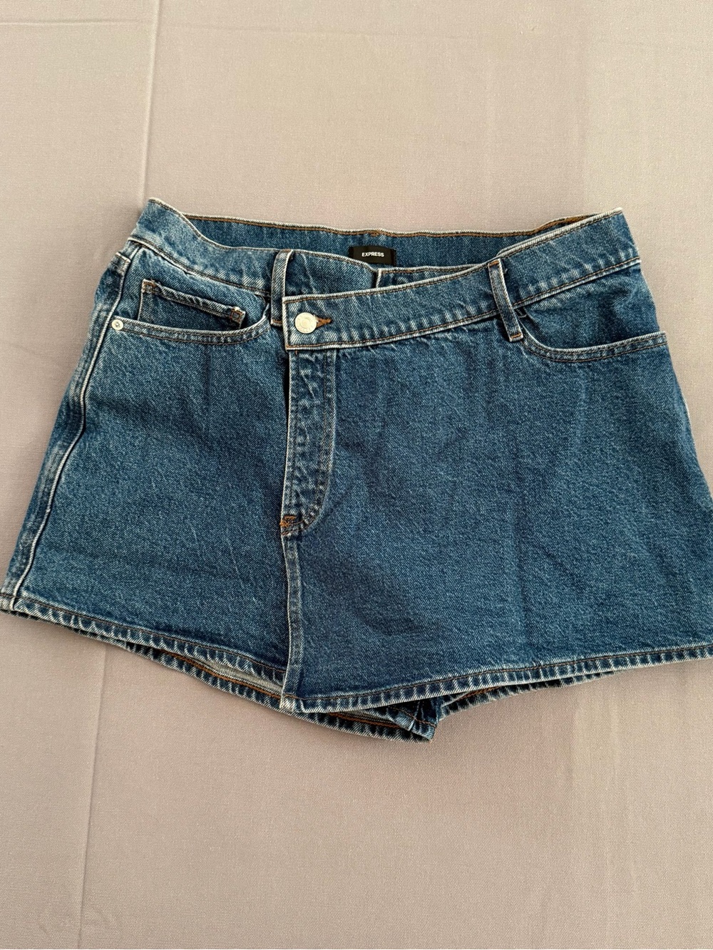 Express Women's High-Rise Denim Skort - Blue